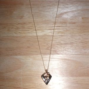 14kt. G.F. Diamond~Sapphire Pendant Necklace
